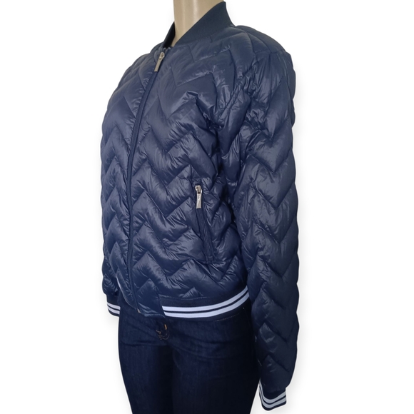 Armani Exchange Navy Chevron Puffer Jacket - Picture 2 of 9